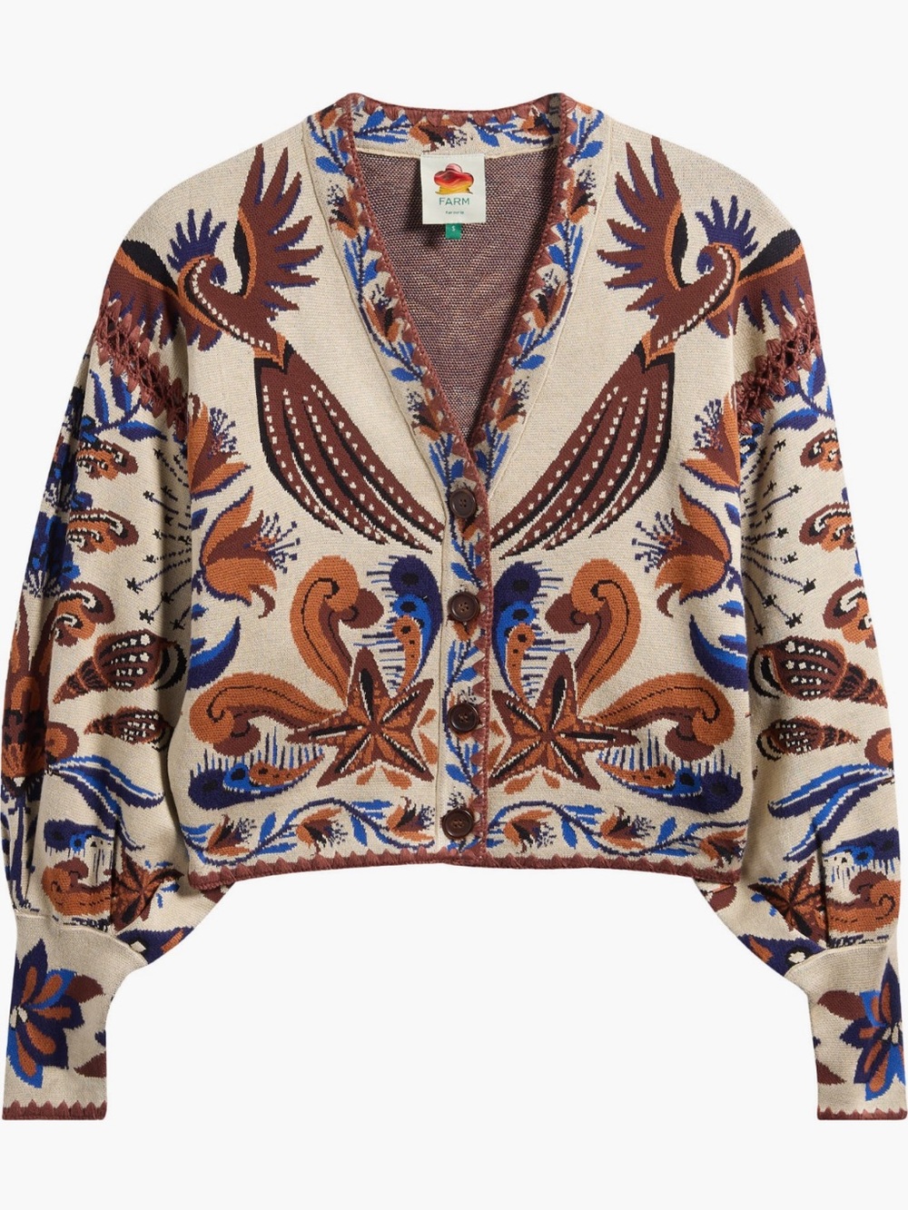 FARM Rio Nature Land Sand Knit Cardigan NWT Size XL Boho - Picture 5 of 10